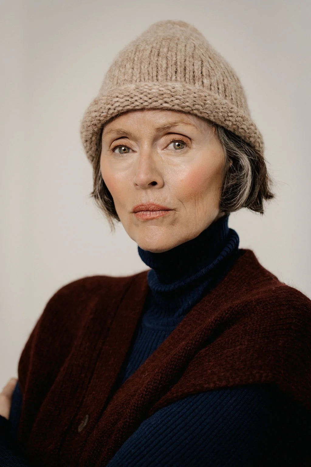 Bare Knitwear | Baby Alpaca Roll Hat - Fawn Marl