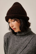 Bare Knitwear | Baby Alpaca Roll Hat - Maroon Marl