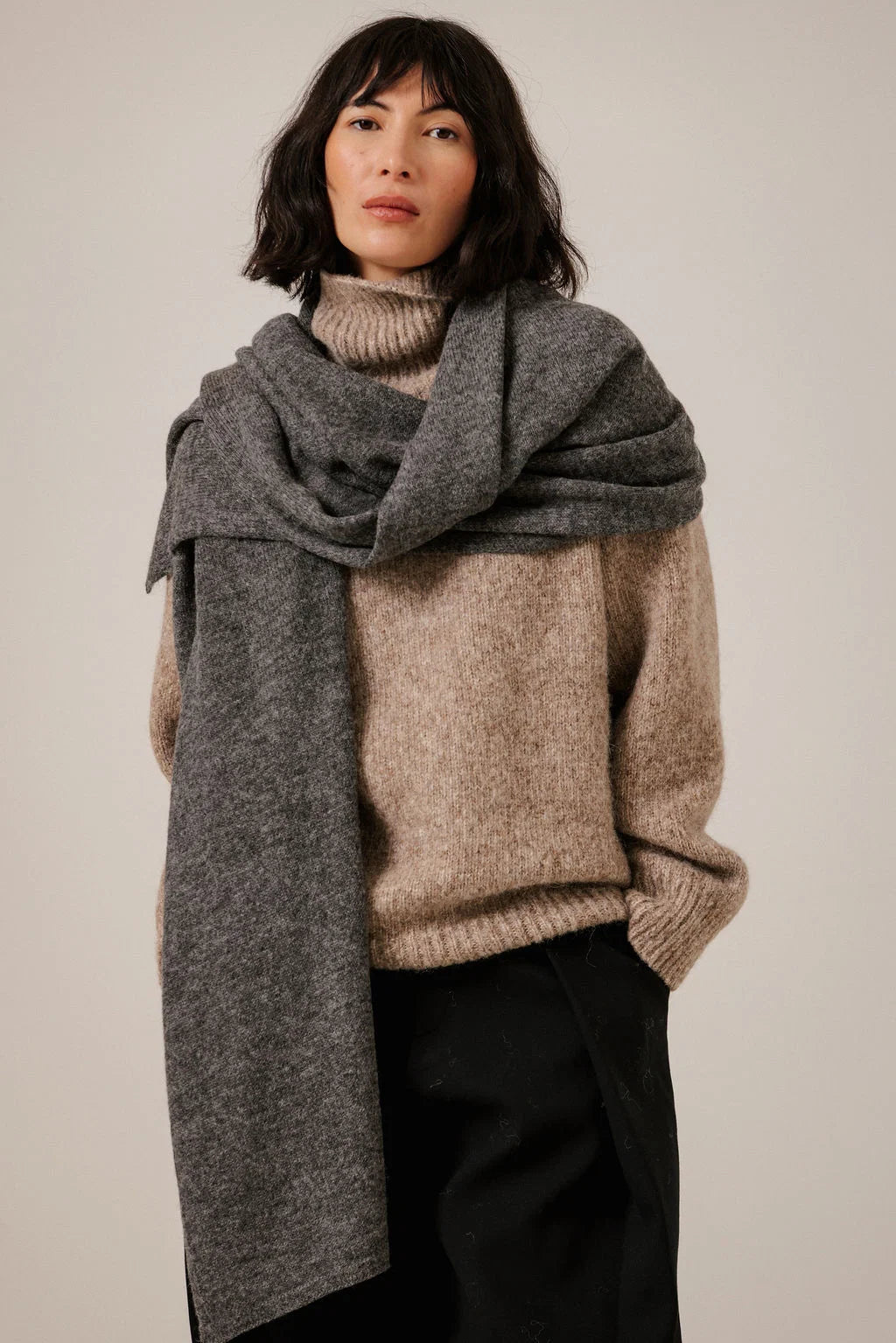 Bare Knitwear | Baby Alpaca Travel Wrap - Charcoal
