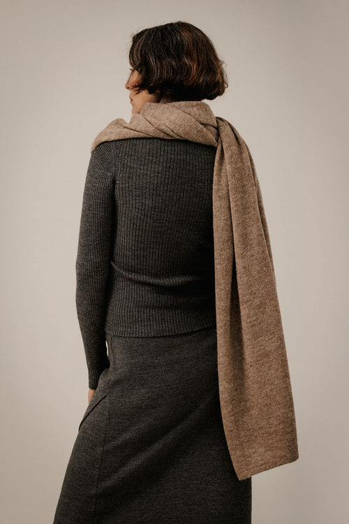 Bare Knitwear | Baby Alpaca Travel Wrap - Dark Fawn
