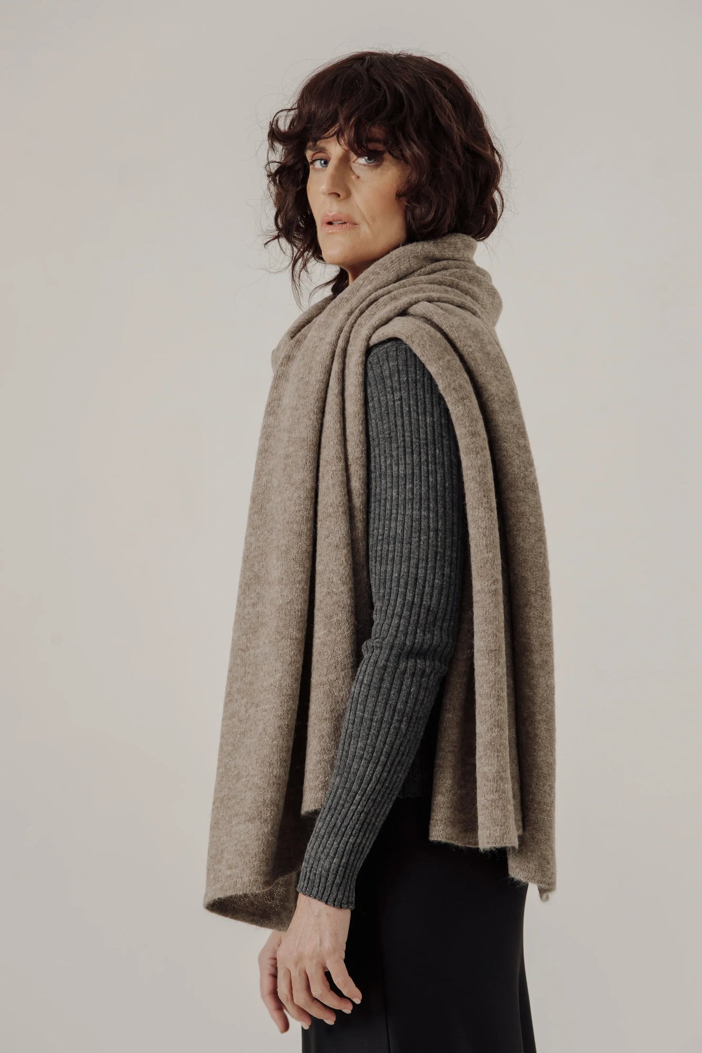 Bare Knitware | Baby Alpaca Travel Wrap - Dark Fawn