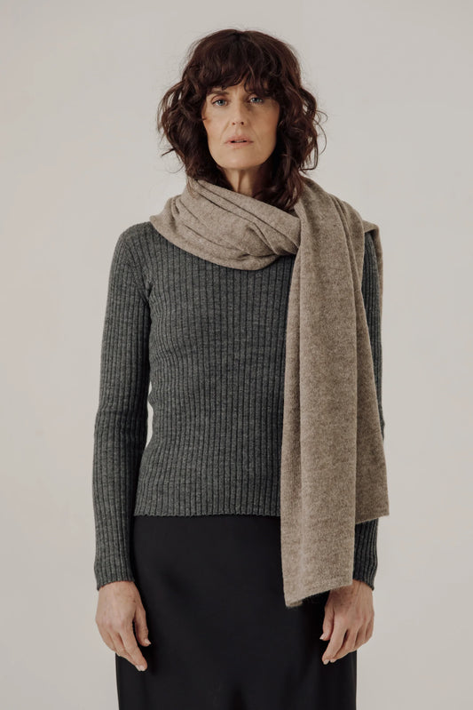 Bare Knitware | Baby Alpaca Travel Wrap - Dark Fawn