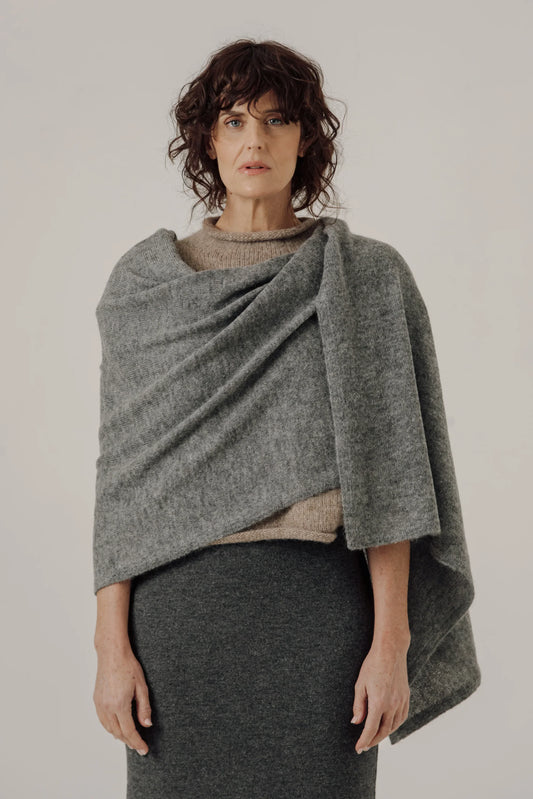 Bare Knitware | Baby Alpaca Travel Wrap - Grey Melange