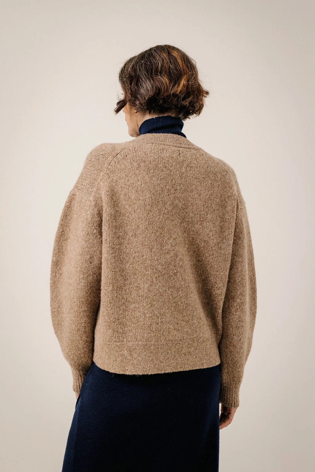 Bare Knitwear | Boxy Alpaca V-Neck - Dark Fawn