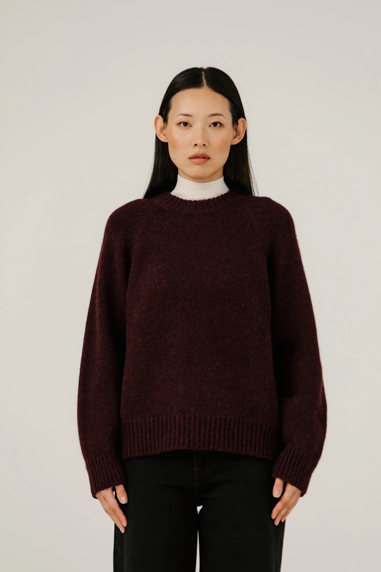 Bare Knitware | Classic Oversized Crewneck - Deep Maroon