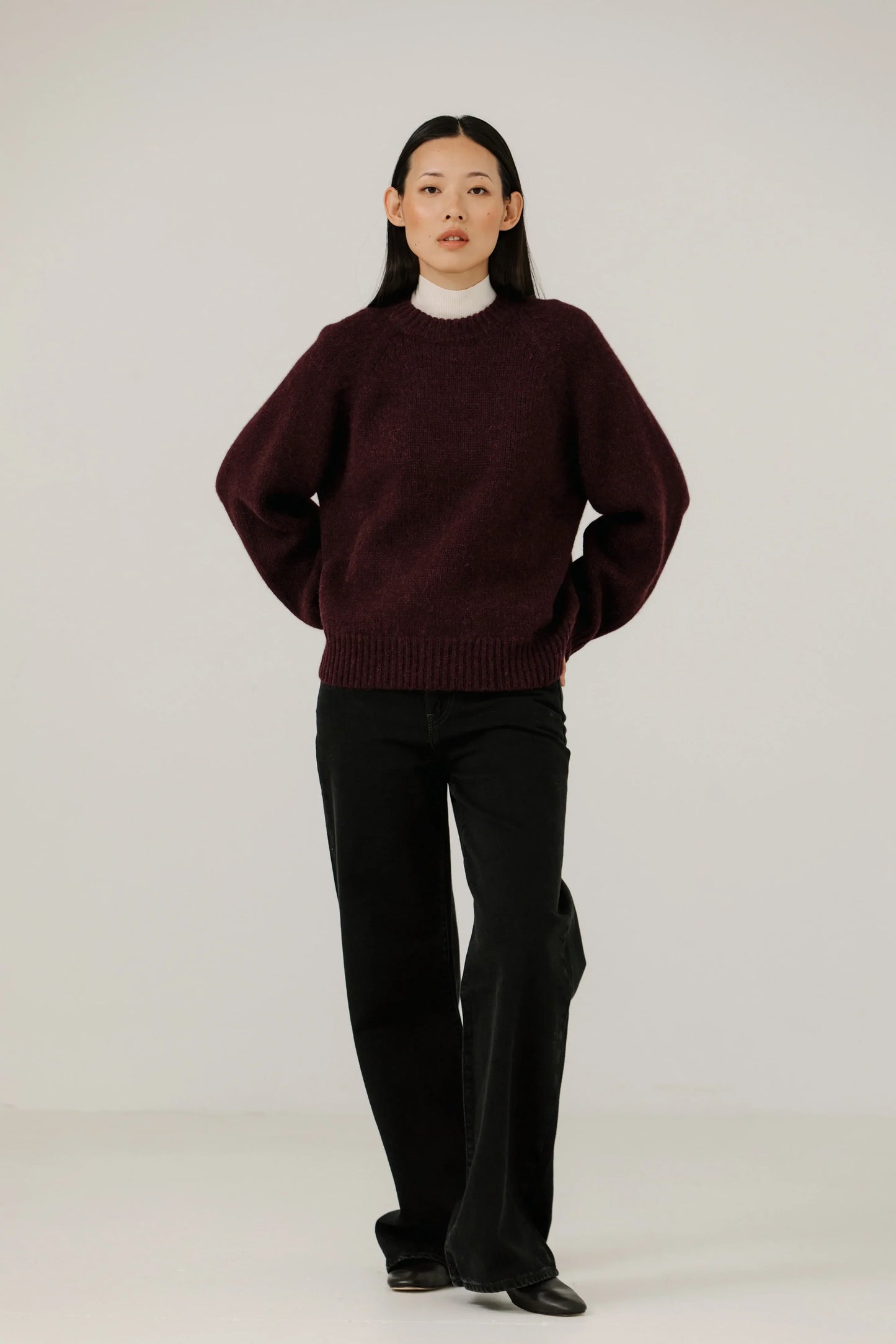 Bare Knitware | Classic Oversized Crewneck - Deep Maroon