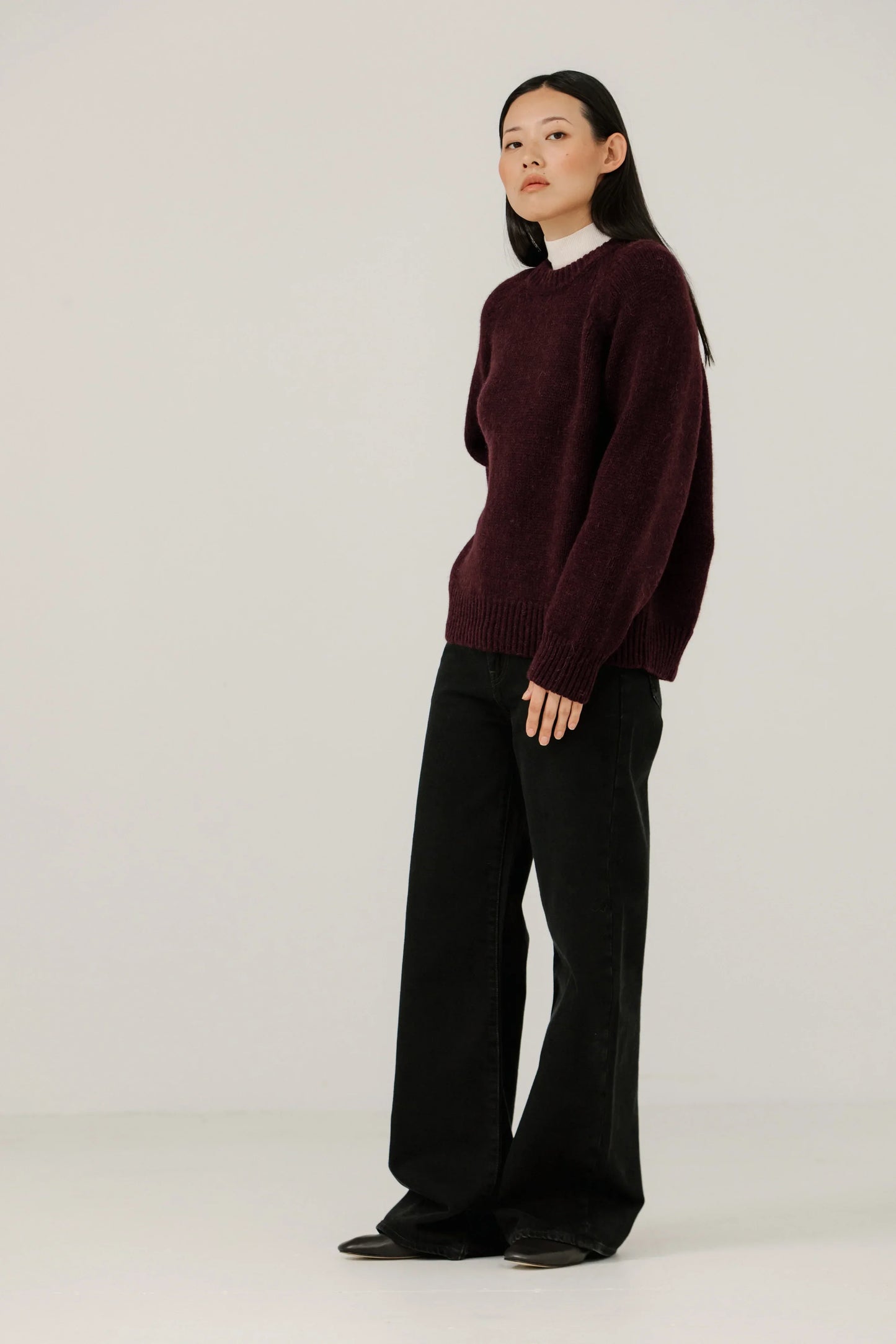 Bare Knitware | Classic Oversized Crewneck - Deep Maroon