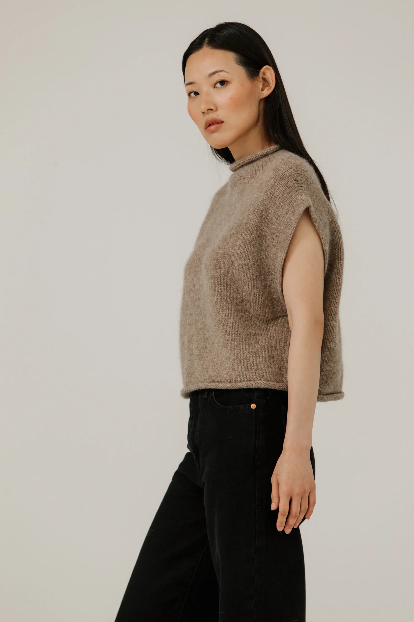 Bare Knitwear | Alpaca Iris Vest - Dark Fawn
