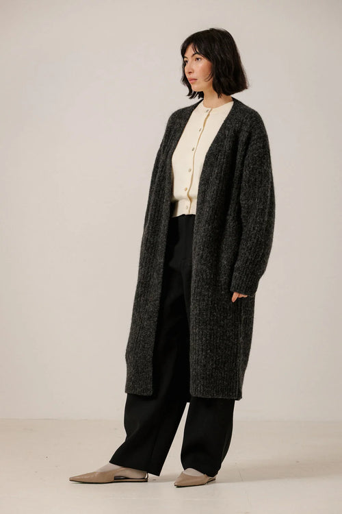 Bare Knitwear | Lofty Alpaca Midi Cardigan - Basalt