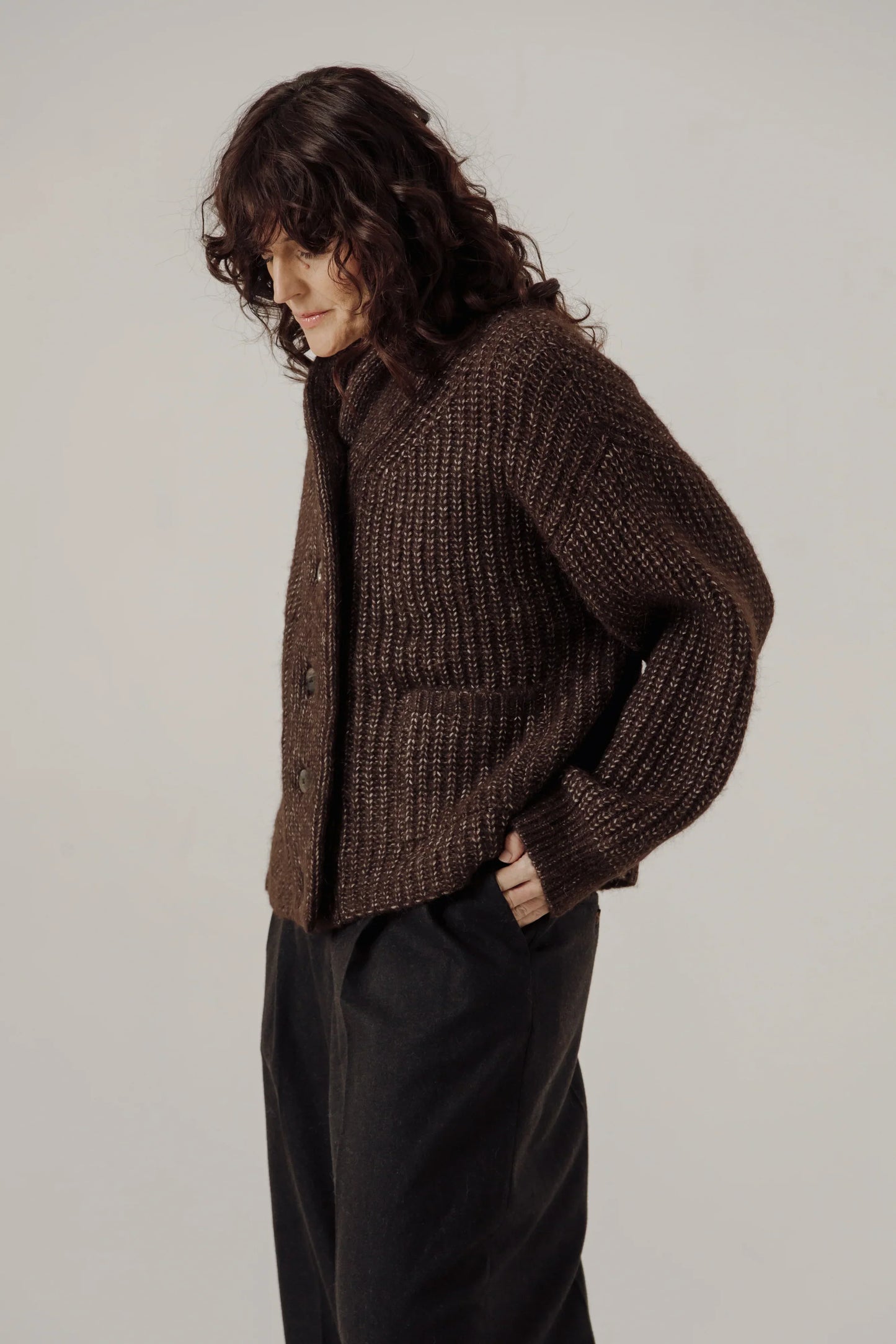 Bare Knitwear | Oversized Shawl Cardigan - Carob