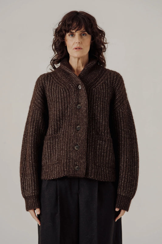 Bare Knitwear | Oversized Shawl Cardigan - Carob