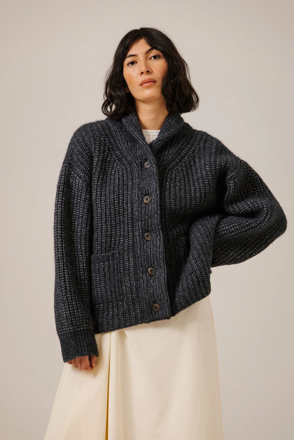 Bare Knitwear | Oversized Shawl Cardigan - Navy