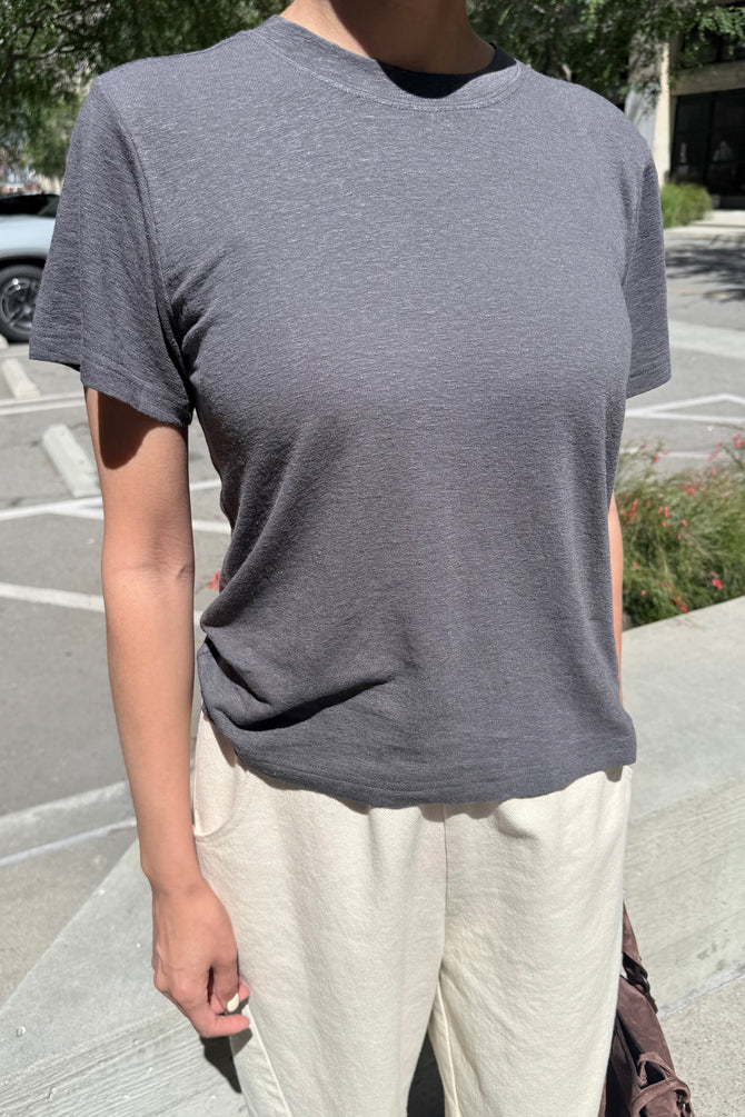 Le Bon Shoppe | Bo Linen Blend Tee - Charcoal