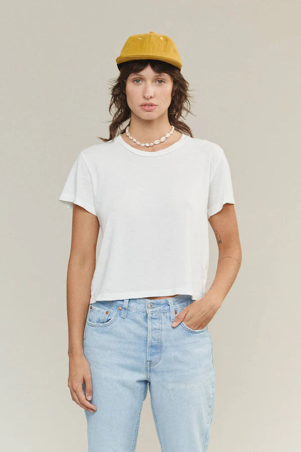 Jungmaven | Cropped Ojai Tee - Washed White
