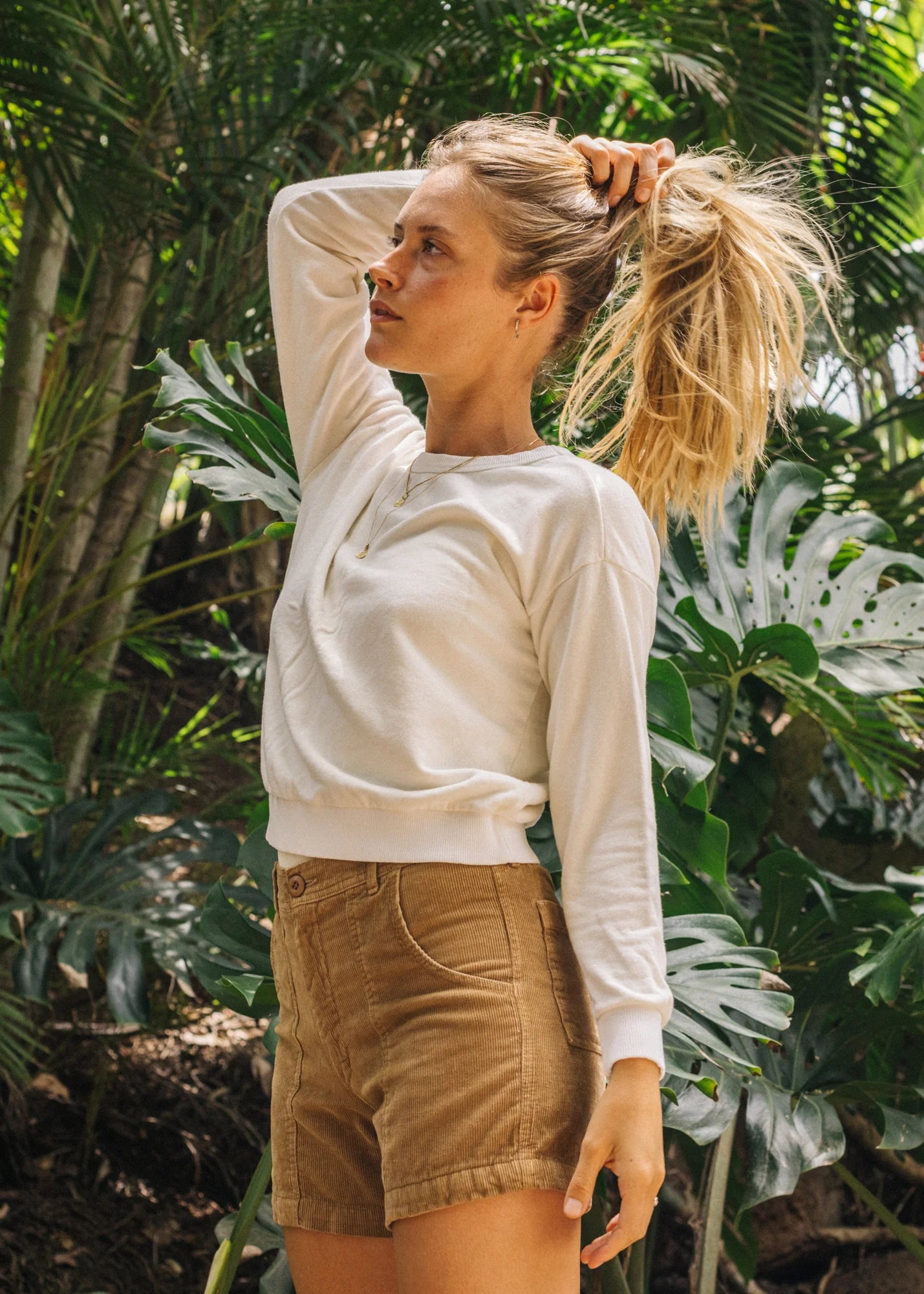 Jungmaven | Crux Cropped Sweatshirt - Washed White