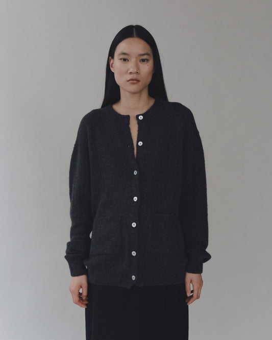 Mijeong Park | Alpaca Blend Relaxed Cardigan - Charcoal