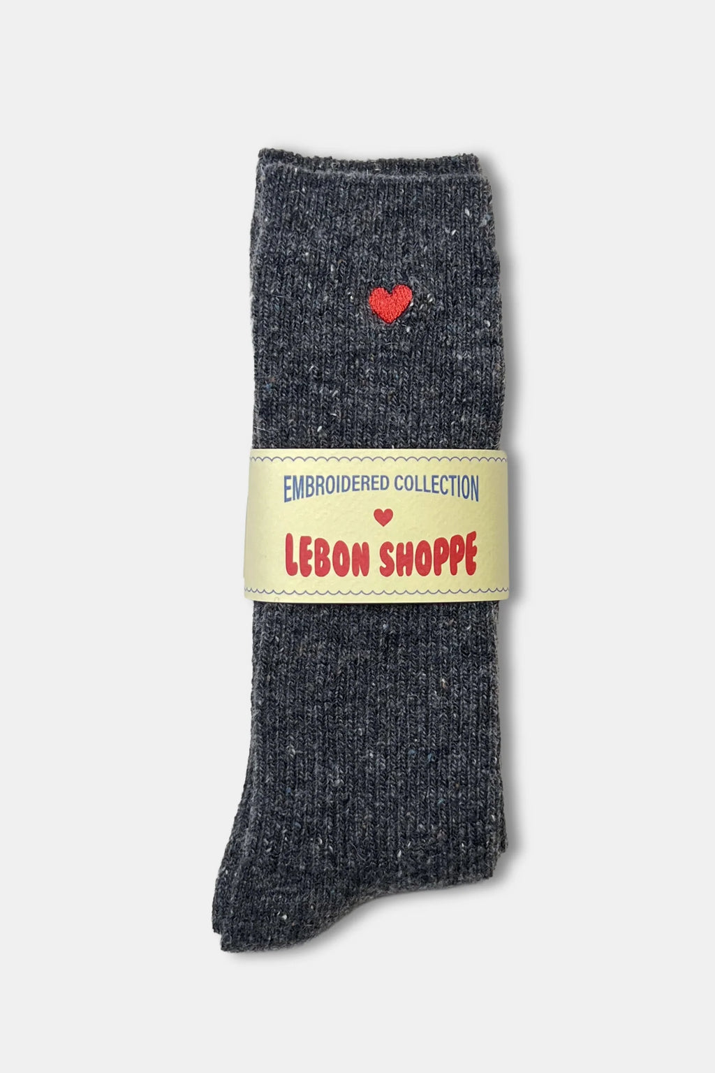 Le Bon Shoppe | Embroidered Snow Socks - Charcoal + Heart