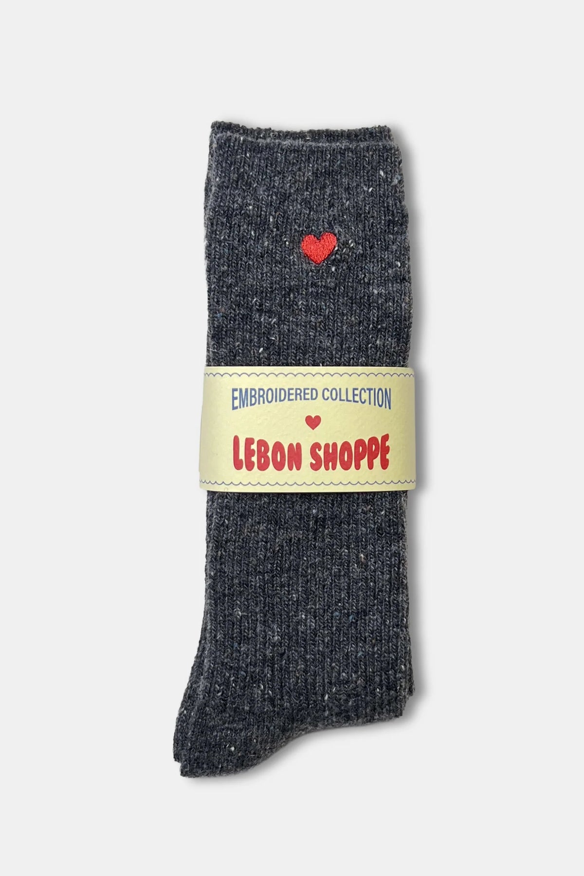Le Bon Shoppe | Embroidered Snow Socks - Charcoal + Heart