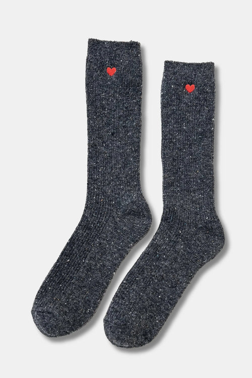 Le Bon Shoppe | Embroidered Snow Socks - Charcoal + Heart