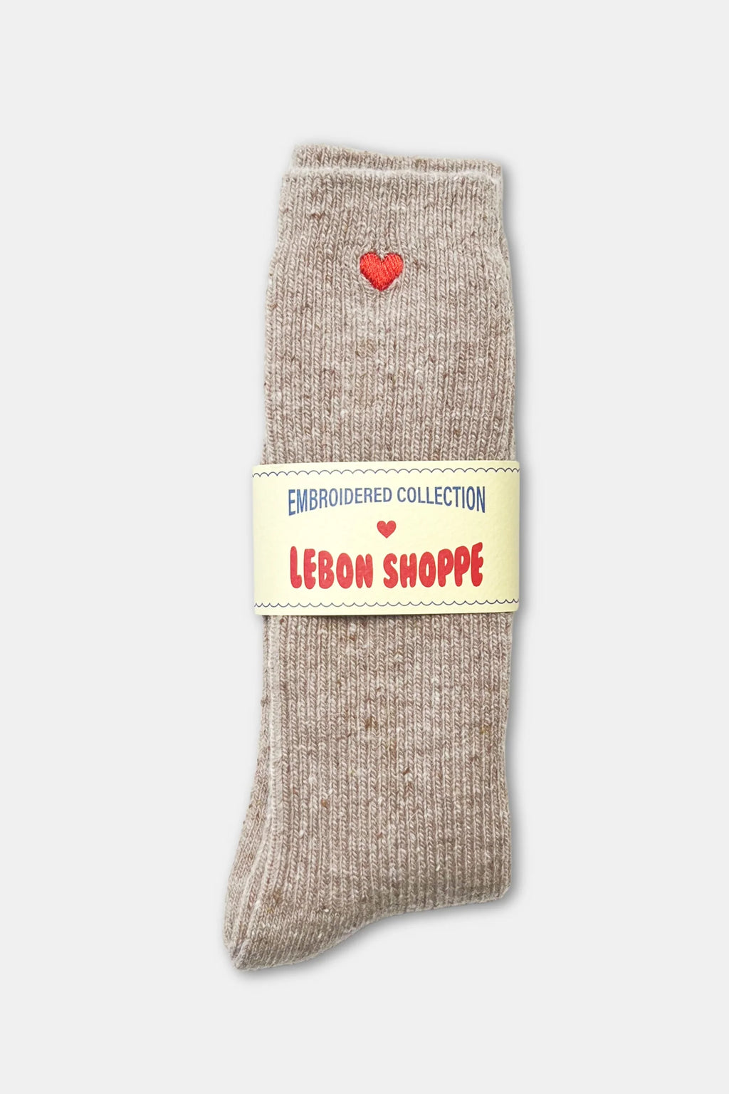 Le Bon Shoppe | Embroidered Snow Socks - Tan + Heart