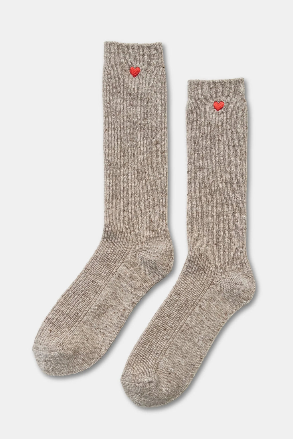 Le Bon Shoppe | Embroidered Snow Socks - Tan + Heart