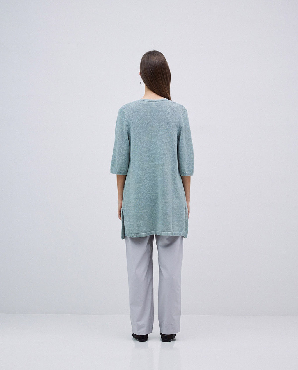 Yerse | Long Knit Cardigan - Light Green