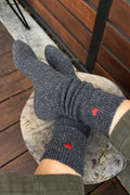 Le Bon Shoppe | Embroidered Snow Socks - Charcoal + Heart