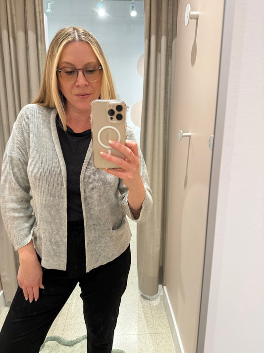 Naïf | Senna Linen Cardigan With Pockets - Melange Grey