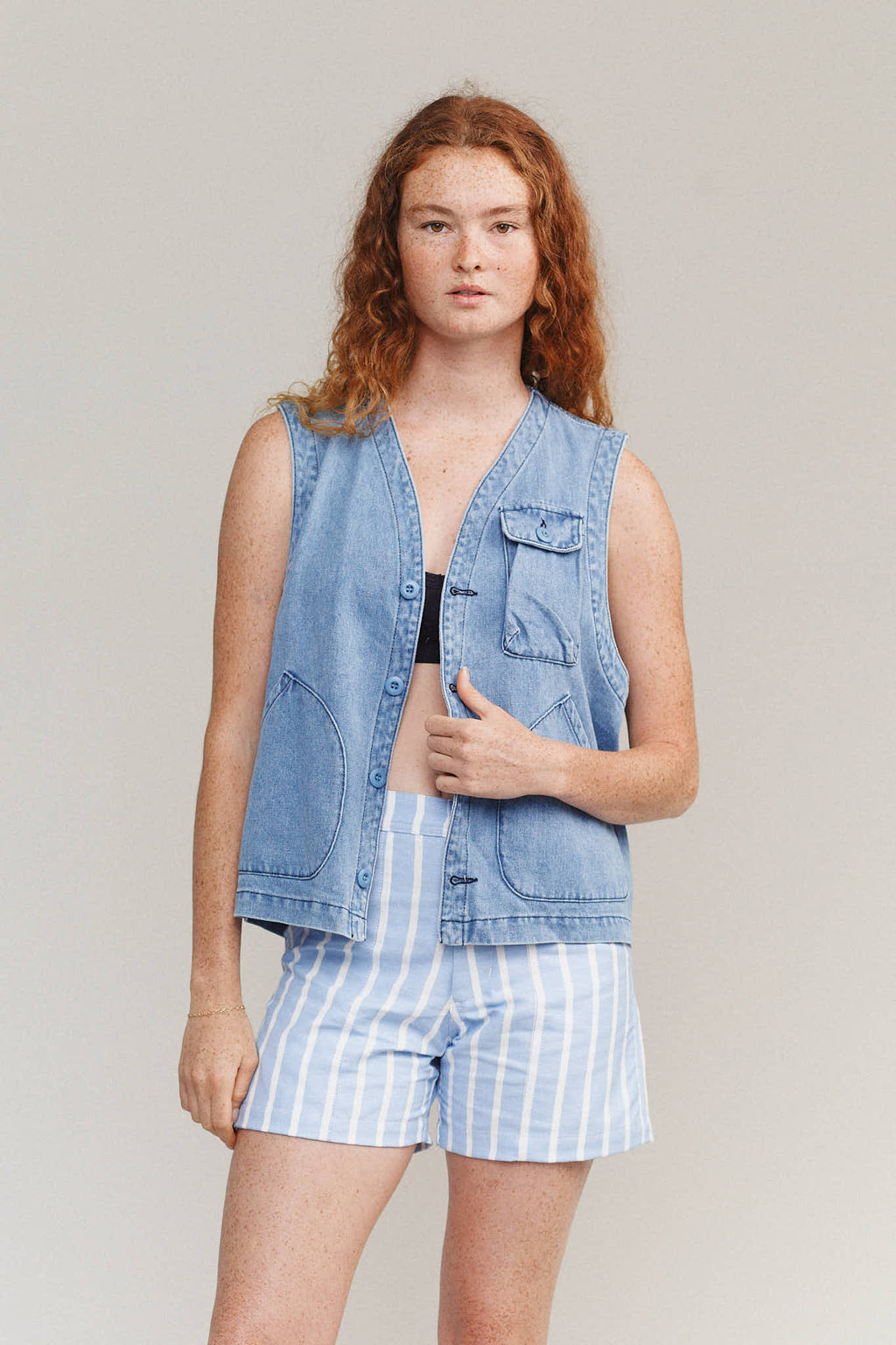 Jungmaven | Falcon Vest - Light Denim - Unisex