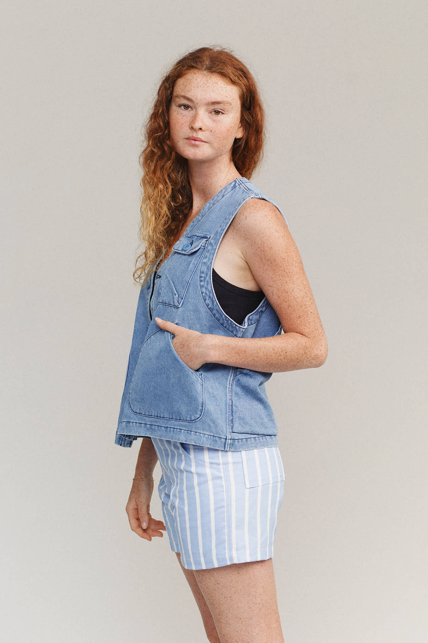 Jungmaven | Avilia Short - Lt Blue/ White Stripe