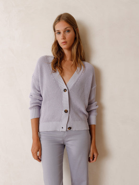 Indi & Cold | Mens Style Cardigan - Lilac