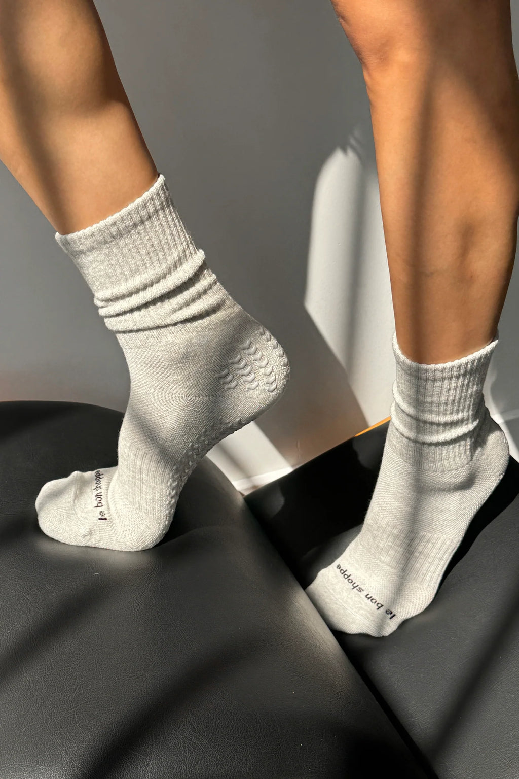 Le Bon Shoppe | Grip Gym Socks - Grey + Grey