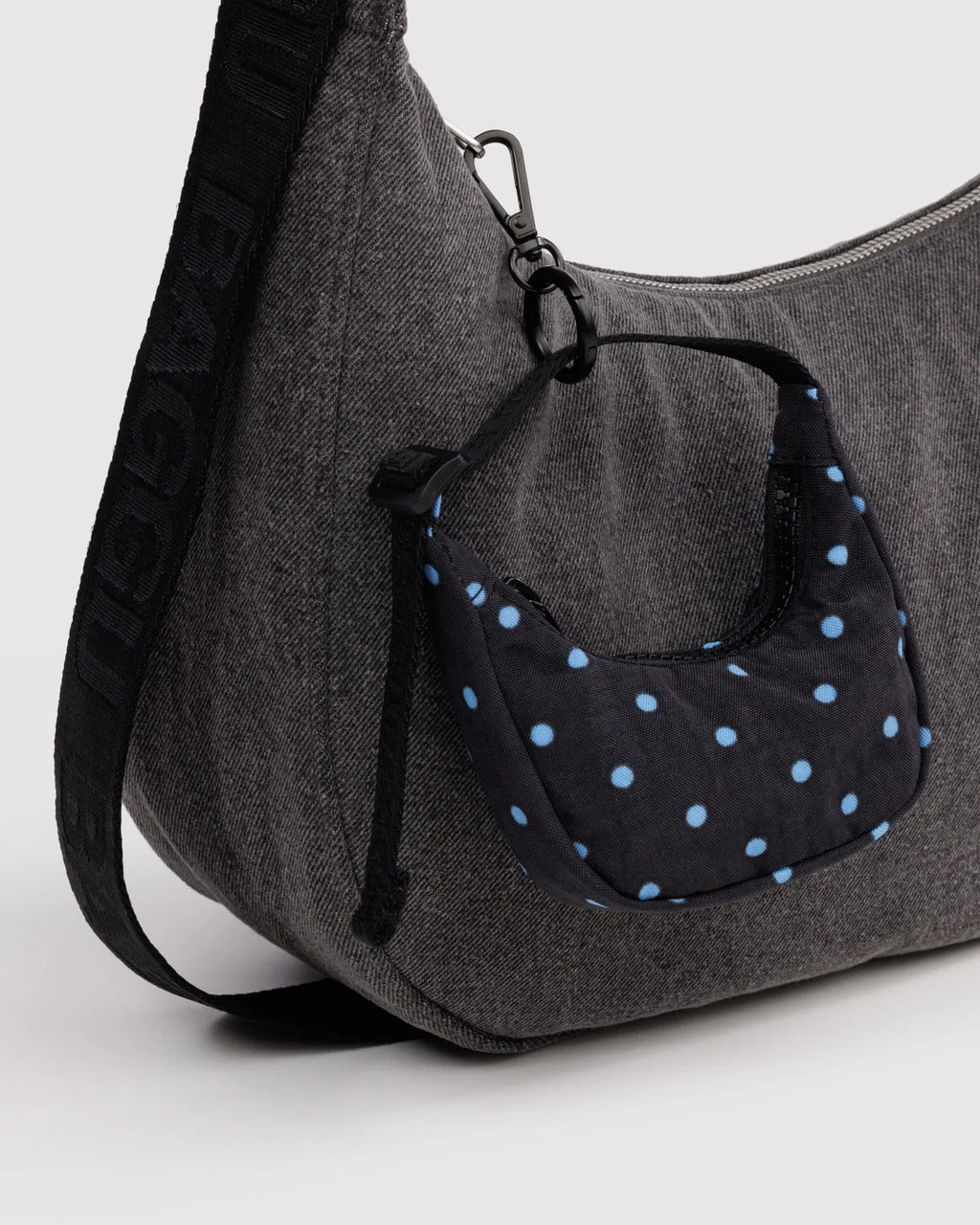 Baggu | Crescent Bag Charm - Black and Blue Dot