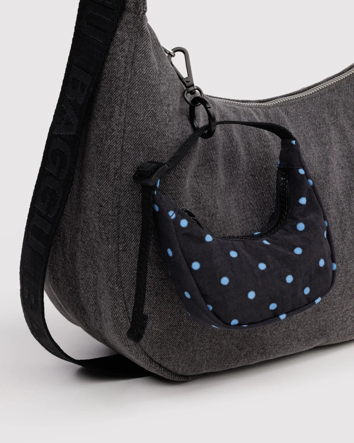 Baggu | Crescent Bag Charm - Black and Blue Dot