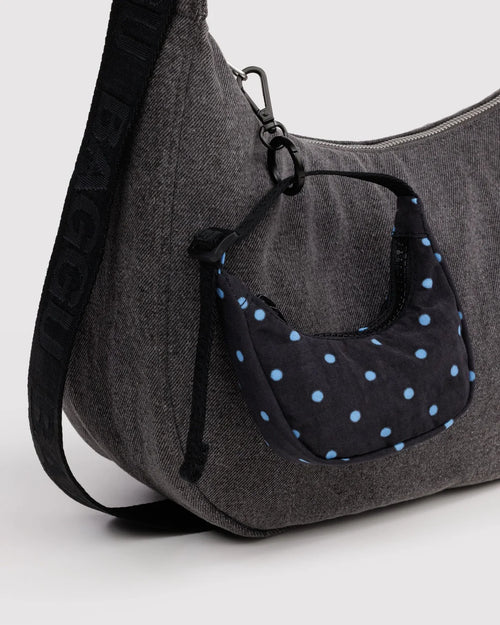 Baggu | Crescent Bag Charm - Black and Blue Dot
