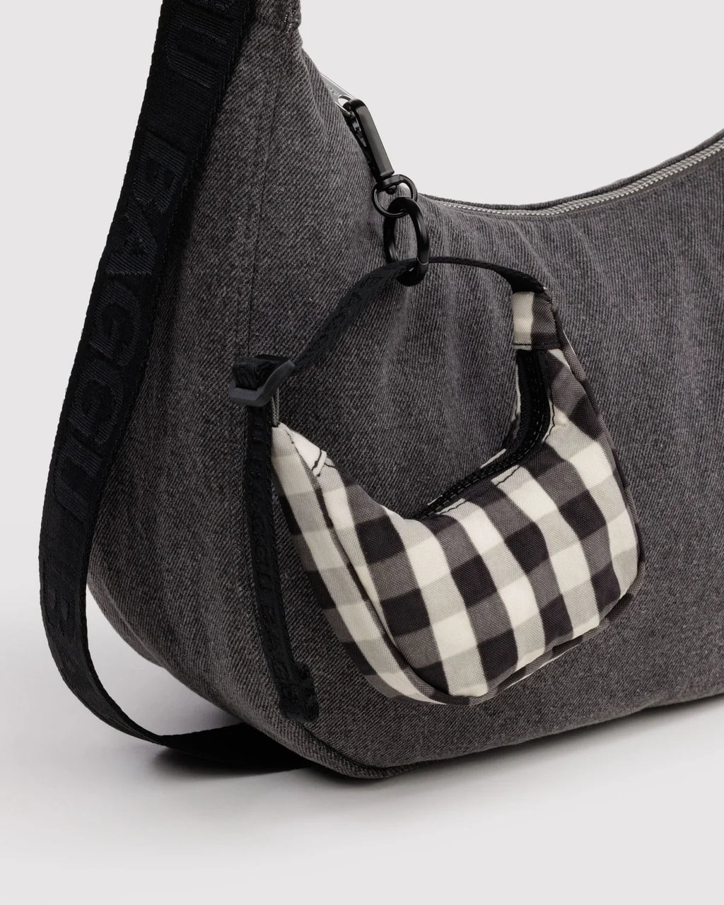 Baggu | Crescent Bag Charm - Black and Cream Gingham