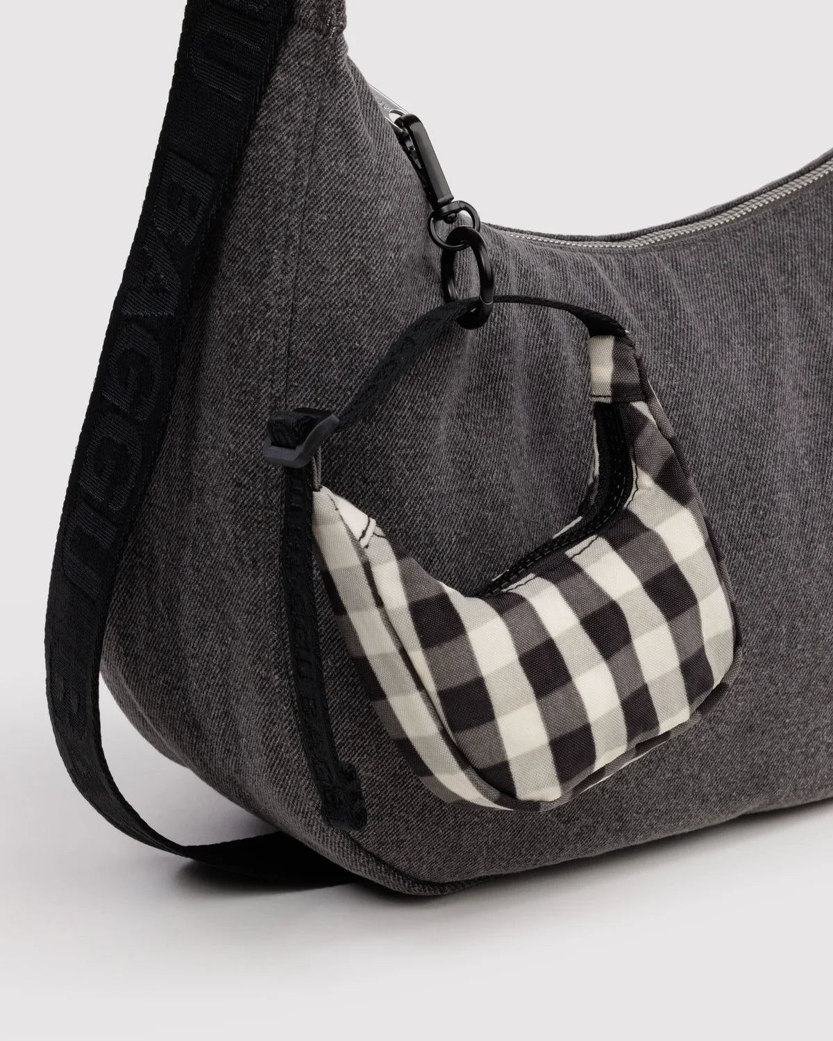 Baggu | Crescent Bag Charm - Black and Cream Gingham
