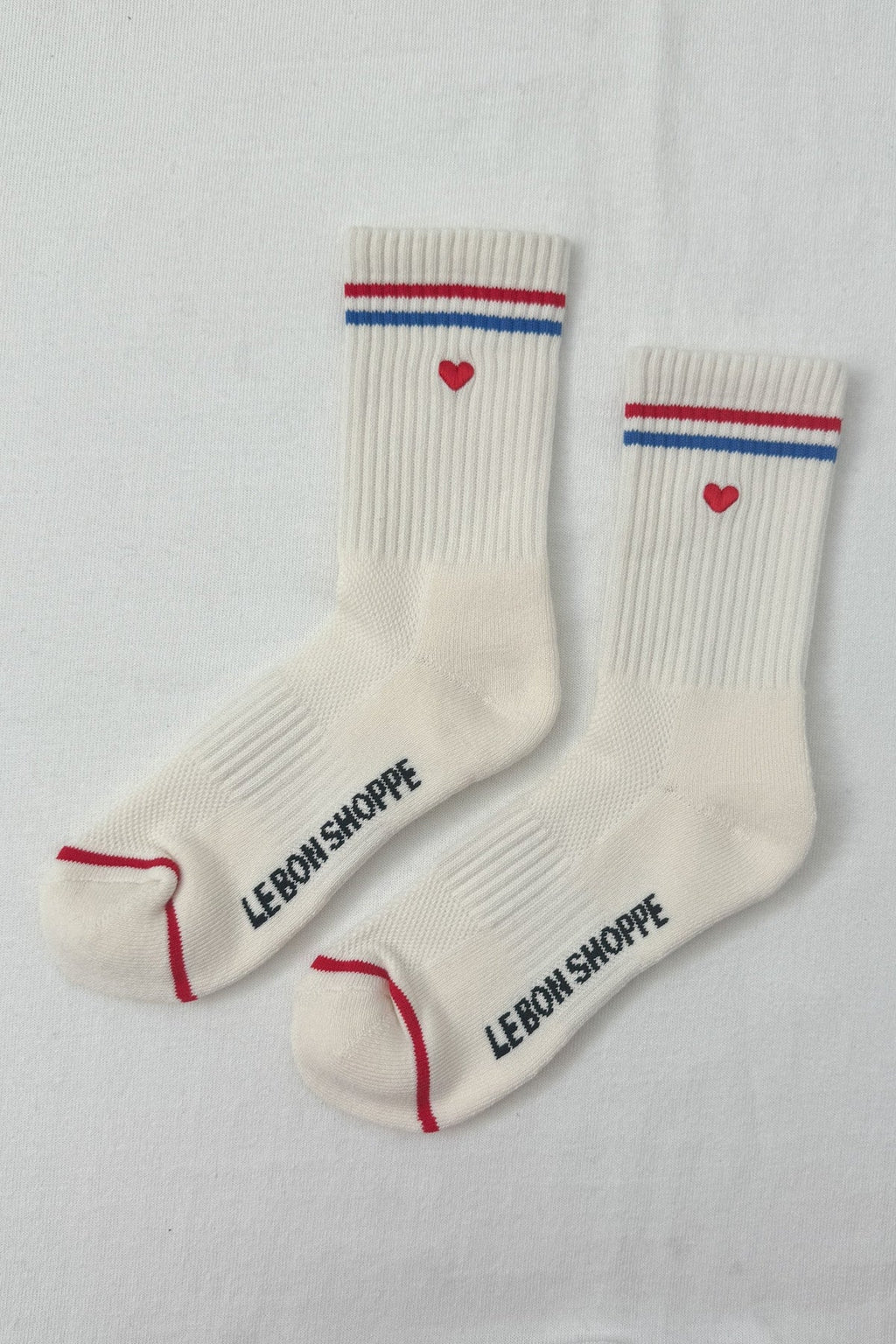 Le Bon Shoppe | Embroidered Boyfriend Socks - Milk + Heart