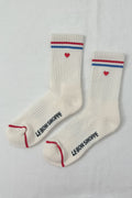 Le Bon Shoppe | Embroidered Boyfriend Socks - Milk + Heart