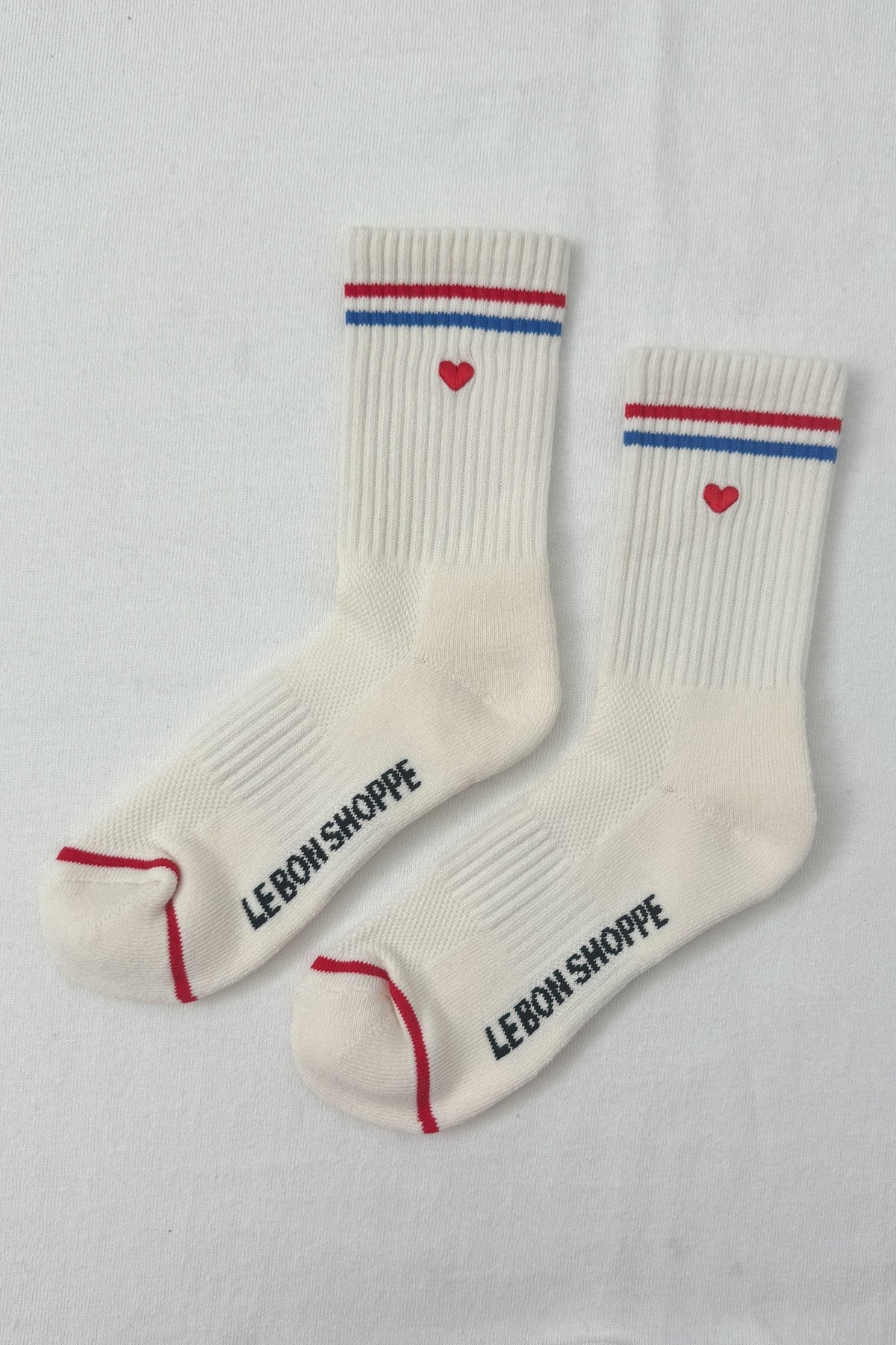 Le Bon Shoppe | Embroidered Boyfriend Socks - Milk + Heart