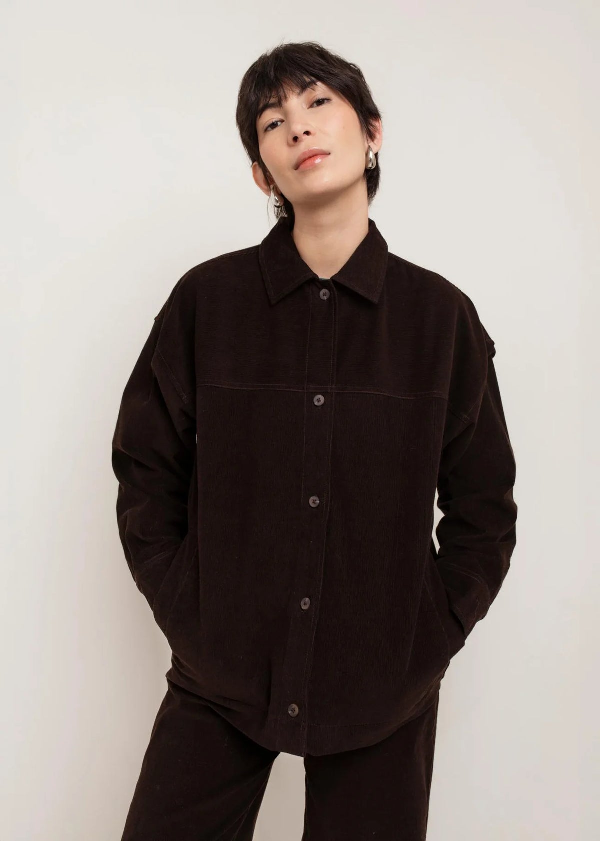 Paper Label | Jill Shirt Jacket - Chocolate Tort
