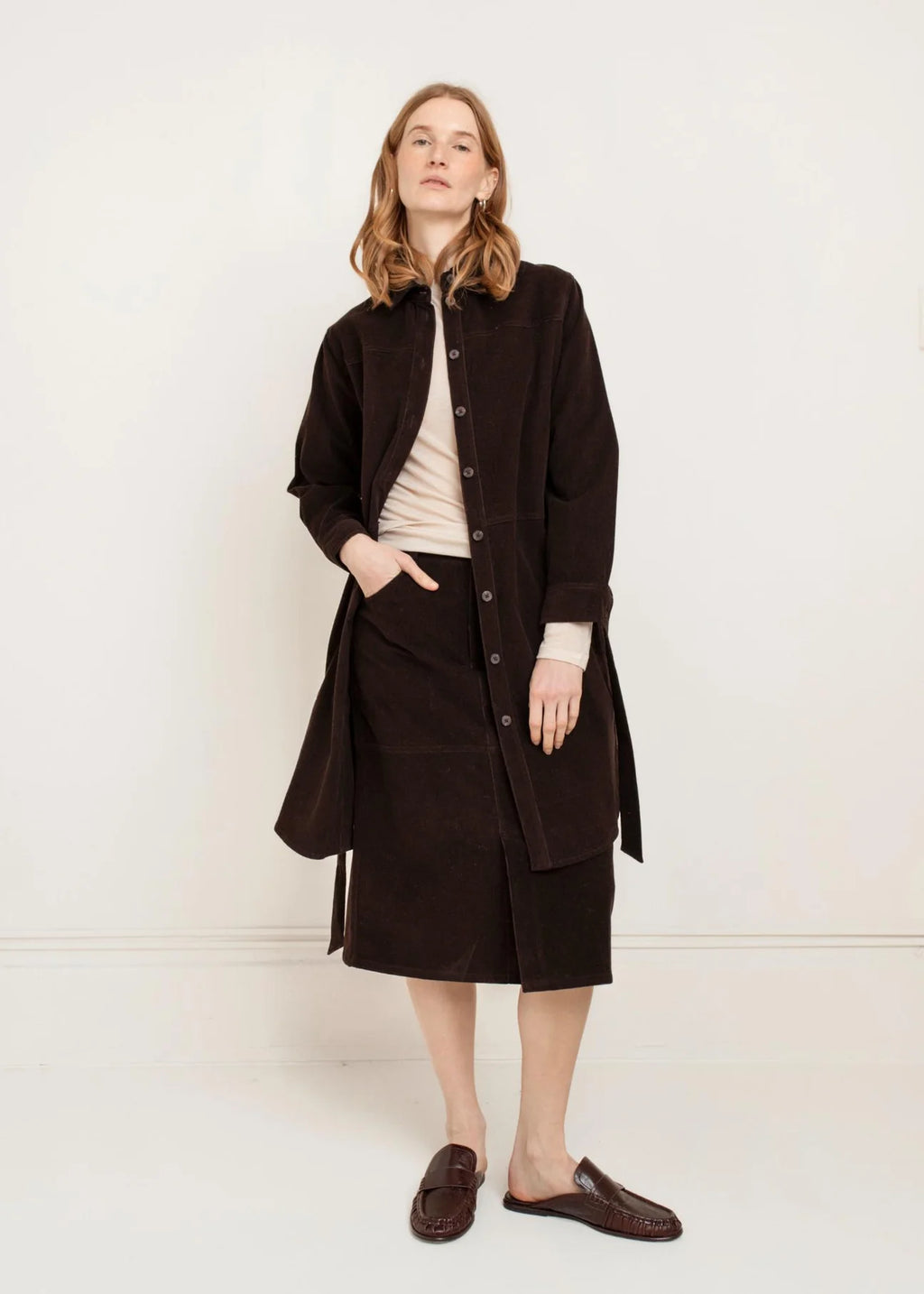 Paper Label | Donna Shirt Dress - Chocolate Tort