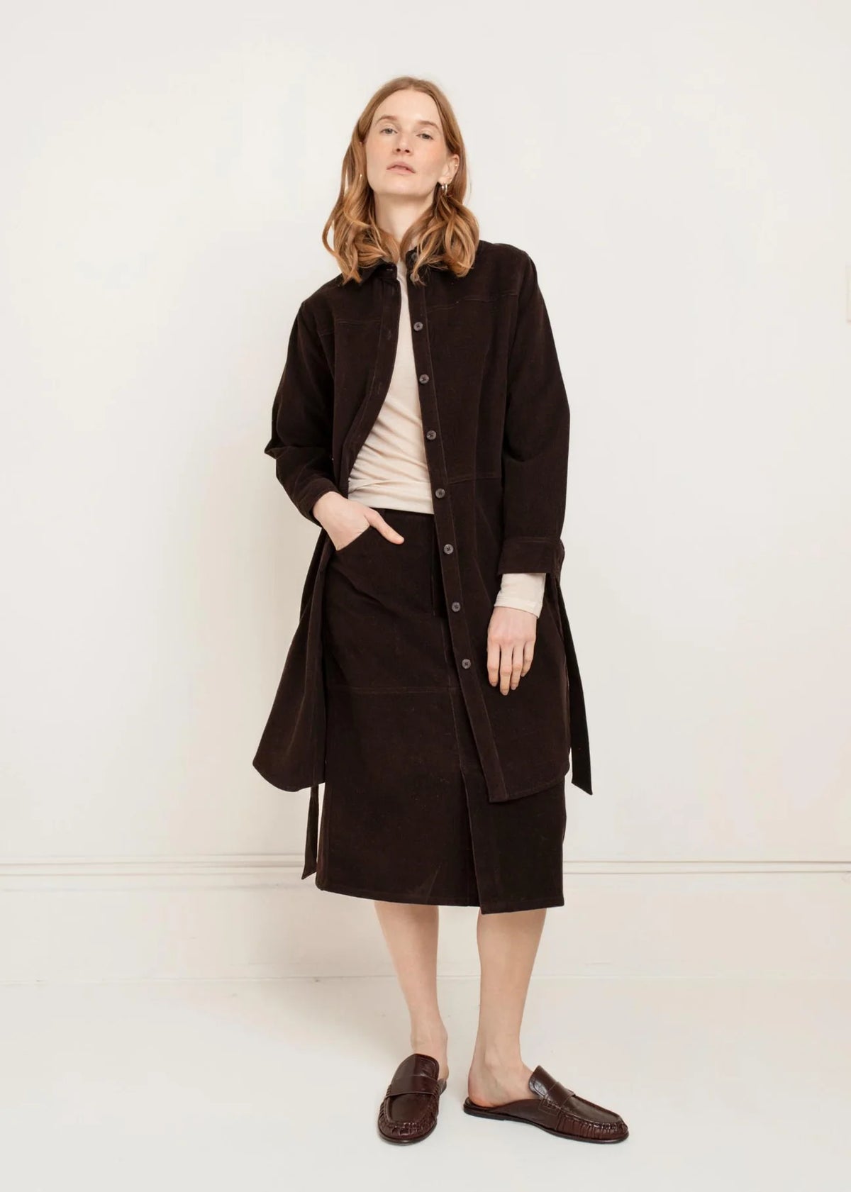 Paper Label | Donna Shirt Dress - Chocolate Tort