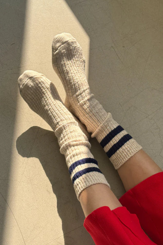 Le Bon Shoppe | Cottage Varsity Socks - Oatmeal