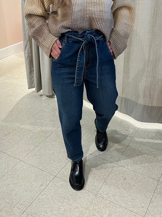 La Petite Francaise | Paco Ruffle Waist-Tie Denim Pant