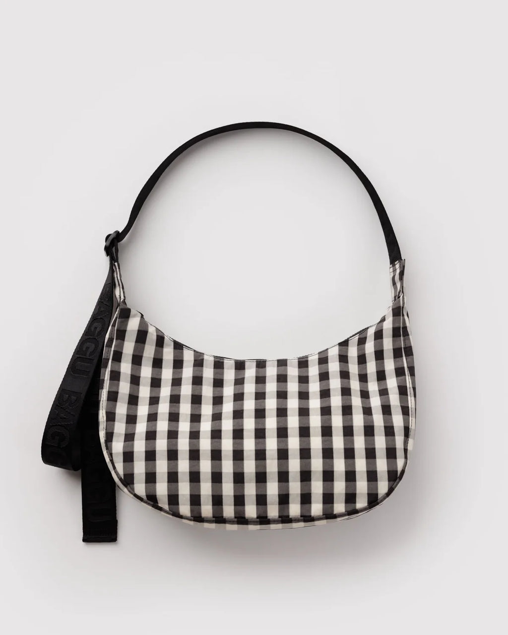 Baggu | Medium Nylon Crescent Bag - Black and Cream Gingham