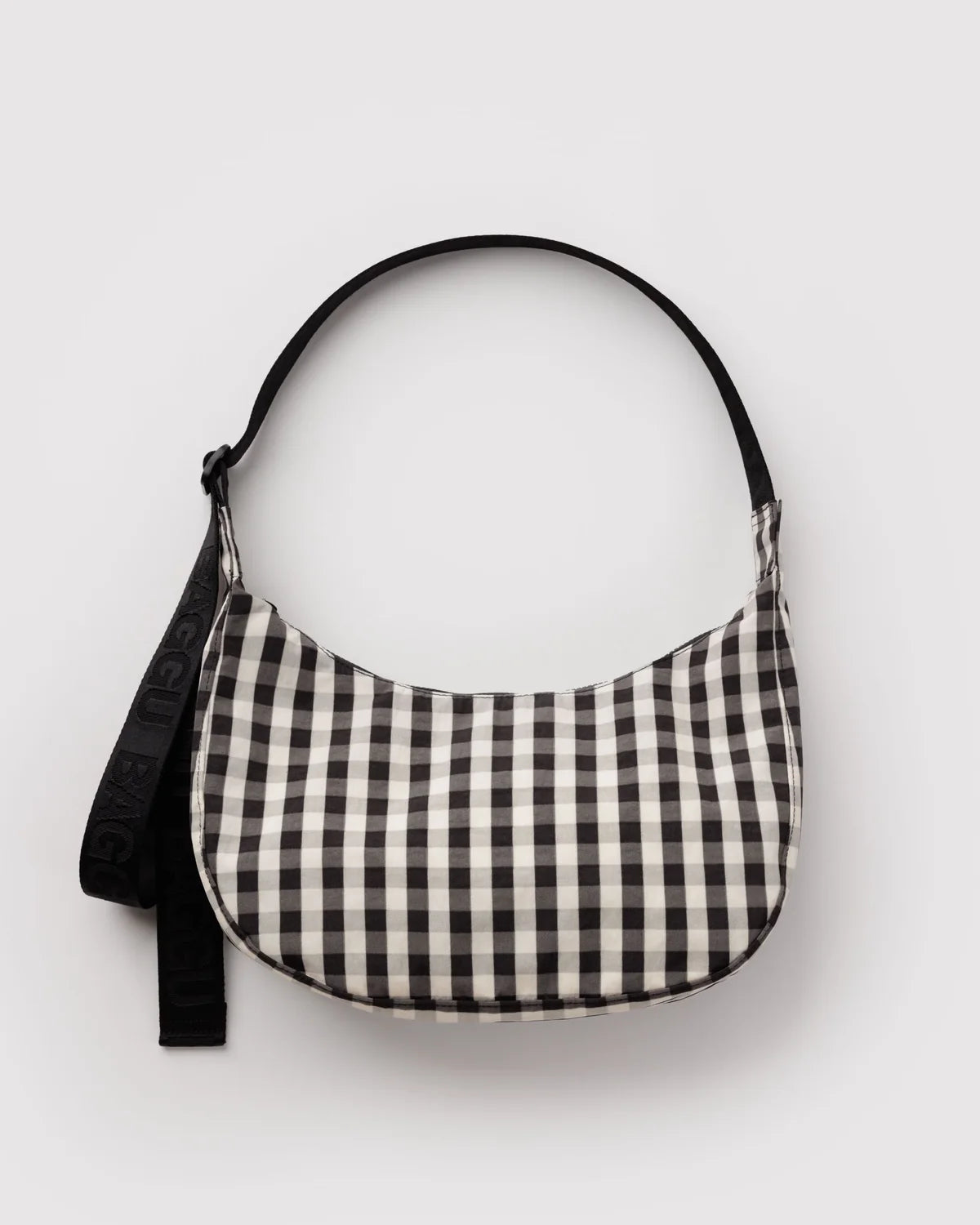 Baggu | Medium Nylon Crescent Bag - Black and Cream Gingham