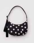 Baggu | Medium Nylon Crescent Bag - Black and Cream Polka Dot