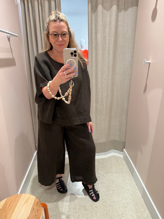 Naïf | Domi Pant - Heavyweight Washed Linen - Black Tea