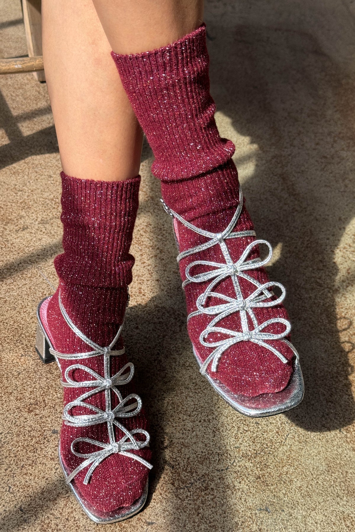 Le Bon Shoppe | Winter Sparkle Socks - Wine